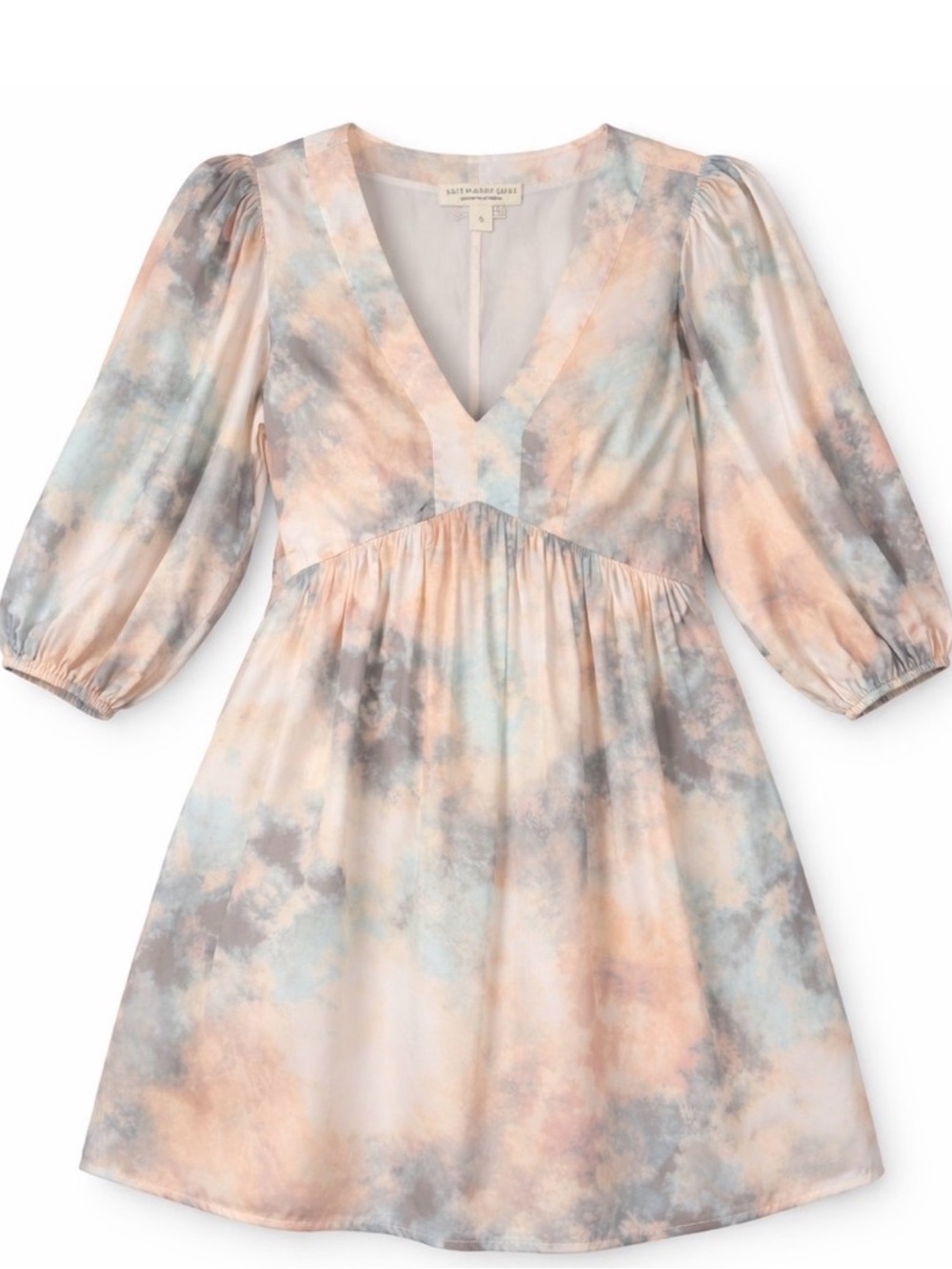 saltwater LUXE Pastel Cloud-Print Puff Sleeve Dress - Peach, Blue, Gray